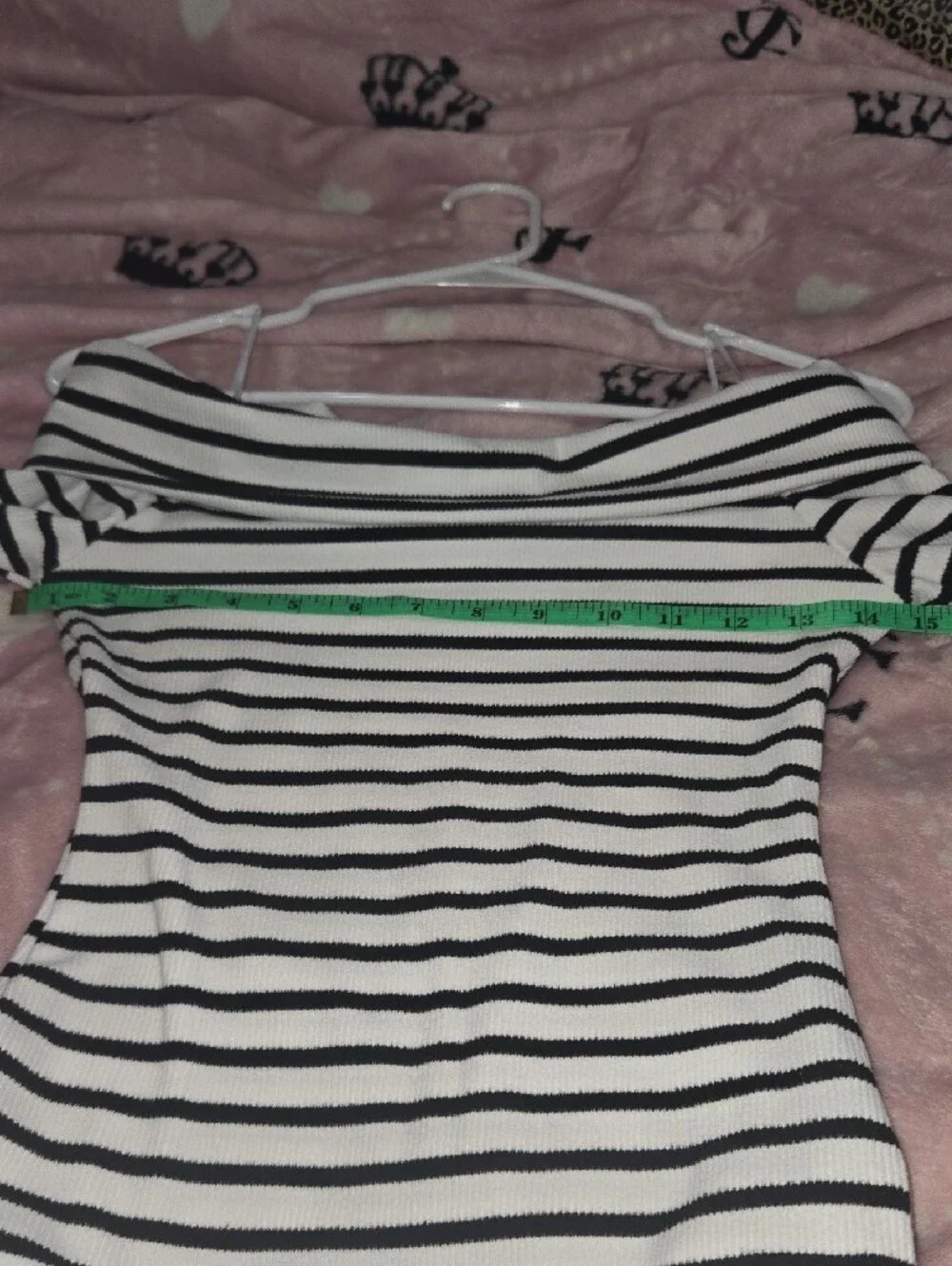 NWT Black and White Striped Off-the-Shoulder Long Sleeve STRETCHY Dress